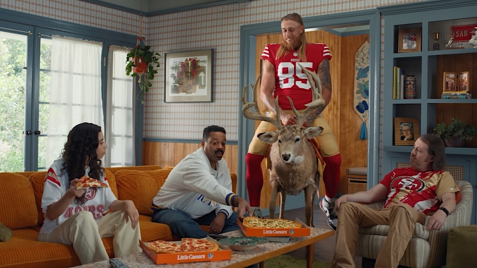 49ers George Kittle Rides a Talking Deer for Little Caesars Image